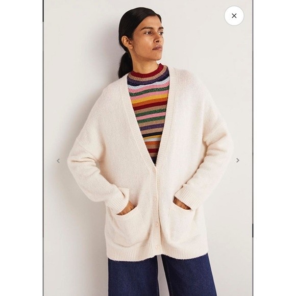 NWT Boden Long fluffy cardigan knit button down sweater US Sz 12 - Picture 1 of 14